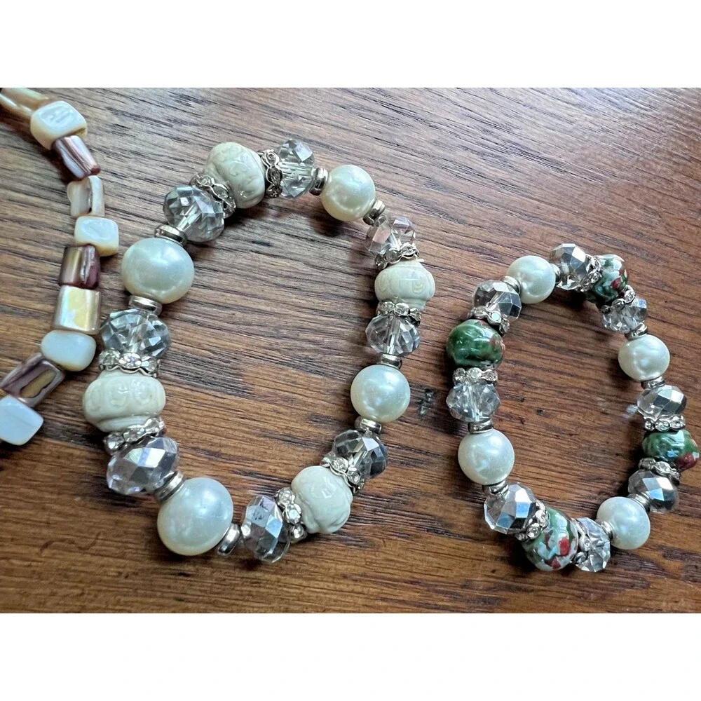 Lot of 9 Bracelets -  Multi-color Stretch and Clasp Beads Stones